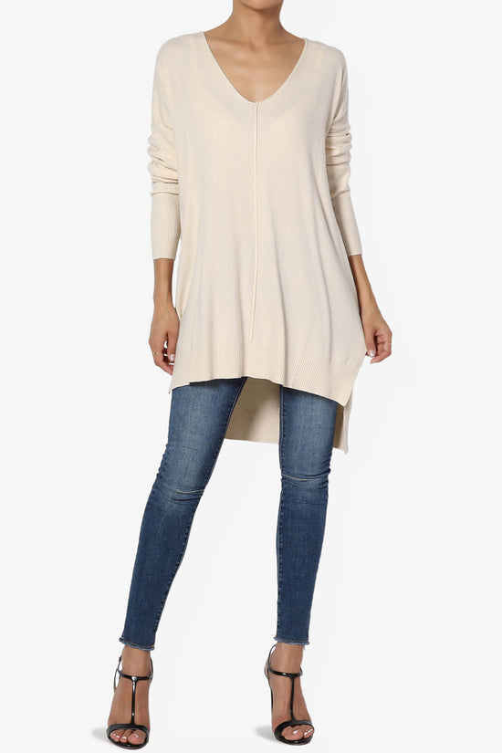 Katana Front Seam V-Neck Knit Sweater TAUPE_6