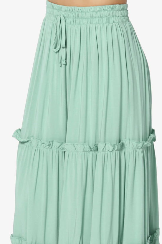 Kelton Ruffle Tiered Woven Maxi Skirt DUSTY GREEN_5