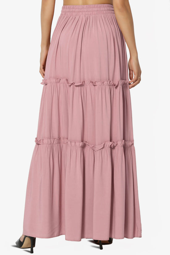Kelton Ruffle Tiered Woven Maxi Skirt LIGHT ROSE_2