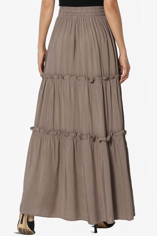 Kelton Ruffle Tiered Woven Maxi Skirt MOCHA_2