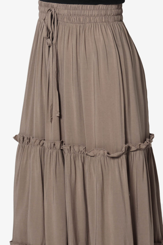 Kelton Ruffle Tiered Woven Maxi Skirt MOCHA_5