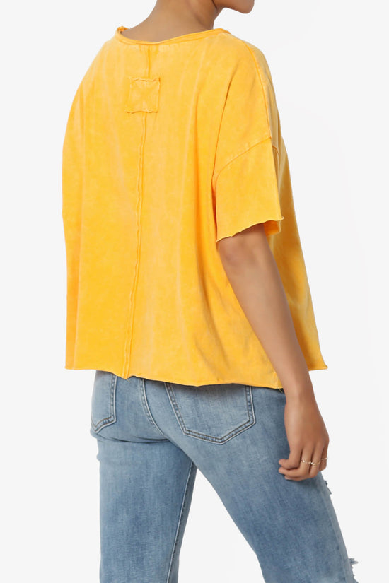 Kiralin Acid Wash Short Sleeve Crop T-Shirt YELLOW GOLD_4