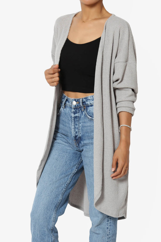Lexa Ribbed Knit Open Front Cardigan HEATHER GREY_1