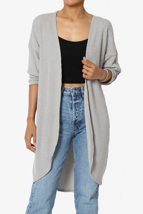 Lexa Ribbed Knit Open Front Cardigan HEATHER GREY_3