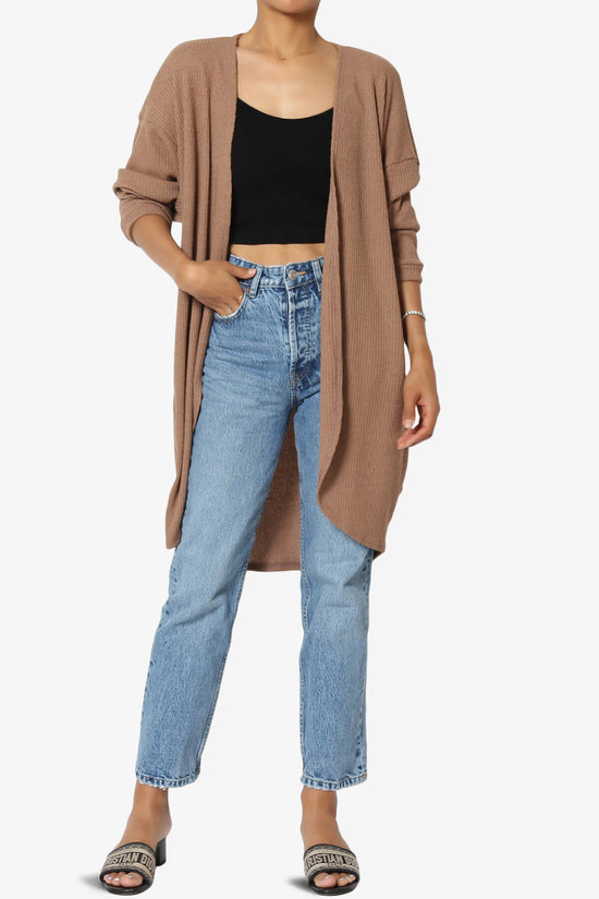 Lexa Ribbed Knit Open Front Cardigan MOCHA_6
