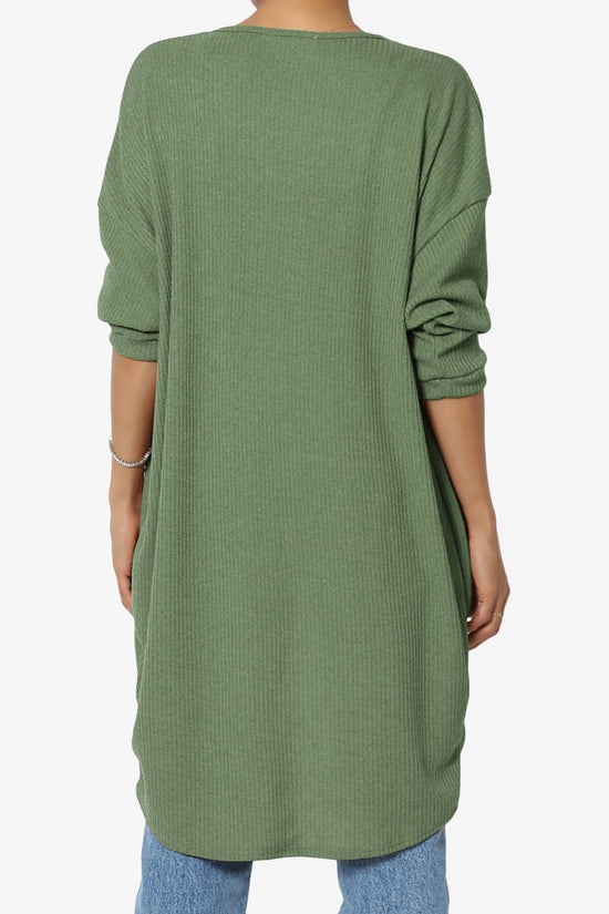 Lexa Ribbed Knit Open Front Cardigan OLIVE_2
