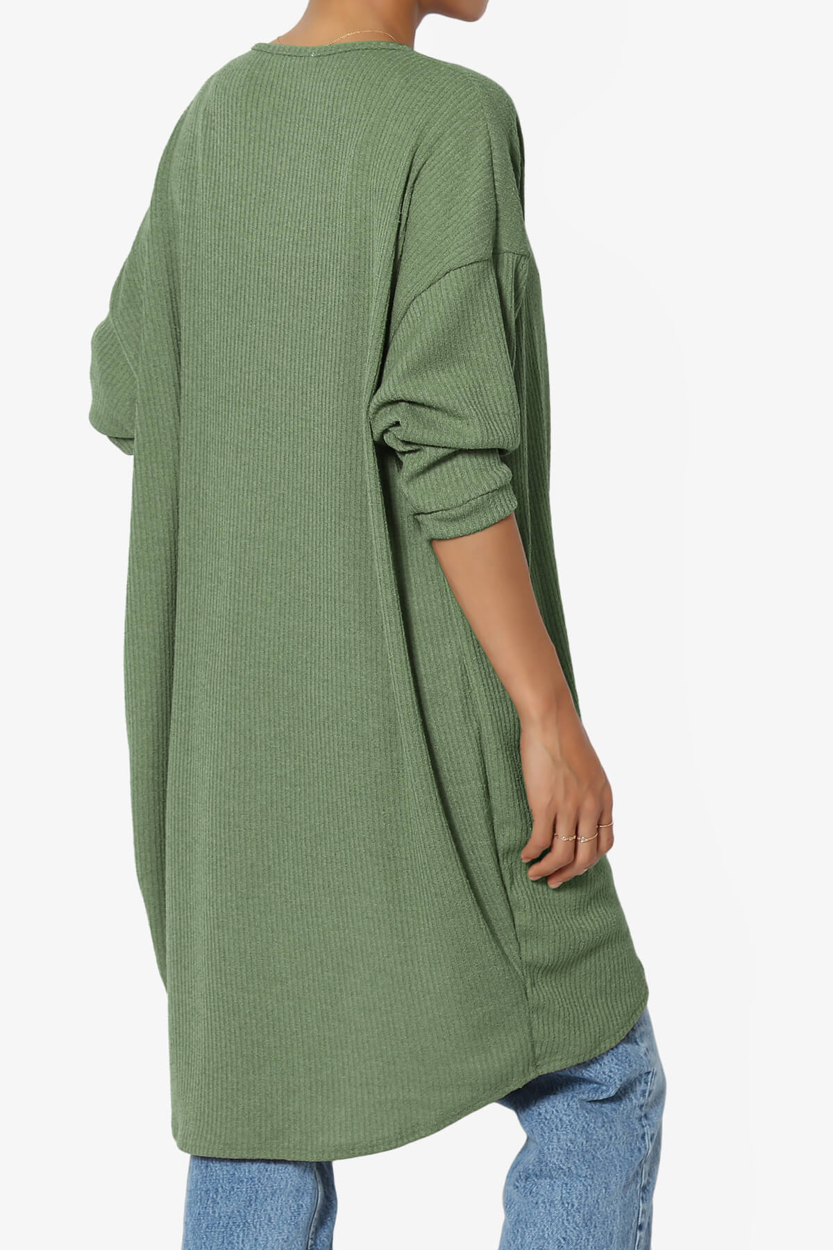 Lexa Ribbed Knit Open Front Cardigan OLIVE_4