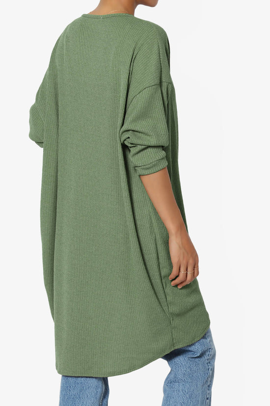 Lexa Ribbed Knit Open Front Cardigan OLIVE_4