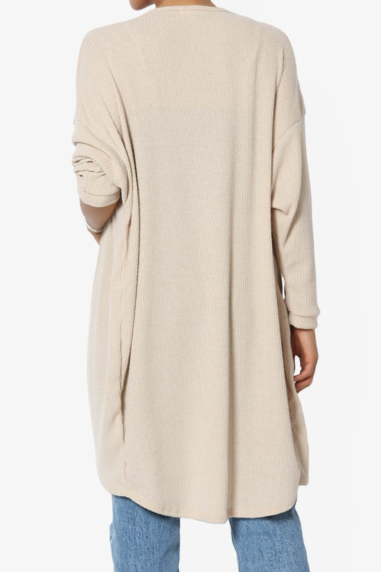 Lexa Ribbed Knit Open Front Cardigan TAUPE_2