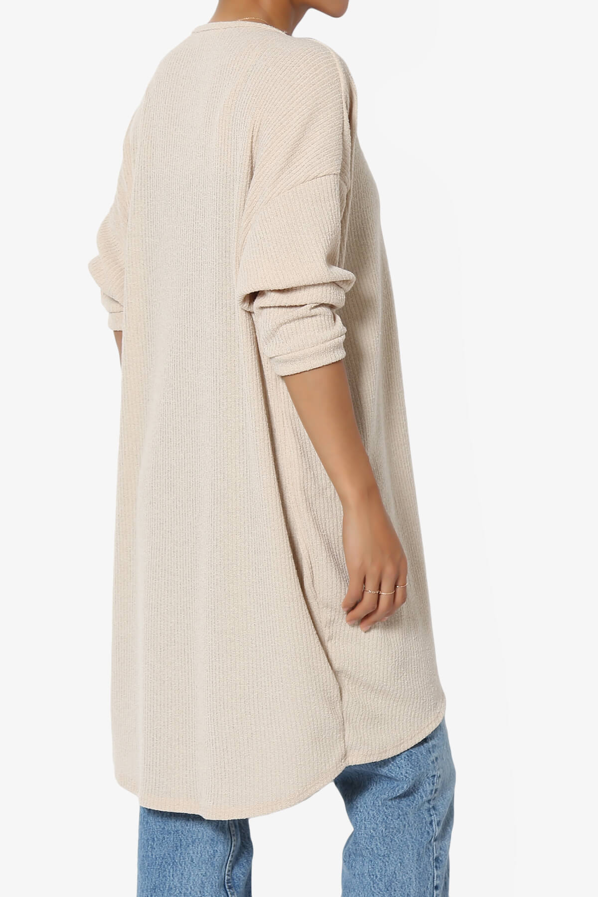 Lexa Ribbed Knit Open Front Cardigan TAUPE_4