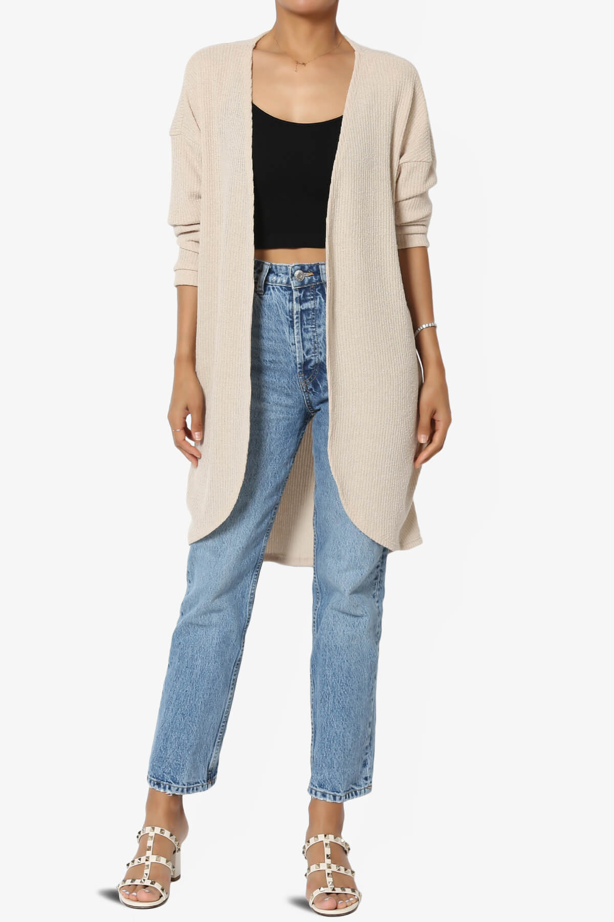 Lexa Ribbed Knit Open Front Cardigan TAUPE_6