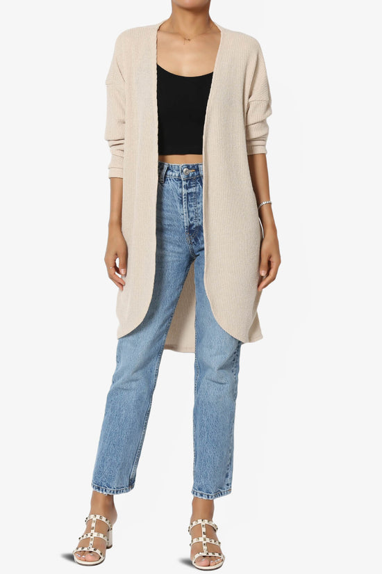 Lexa Ribbed Knit Open Front Cardigan TAUPE_6