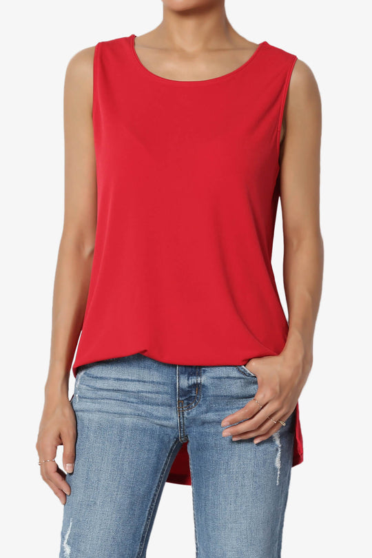 Lilly Sleeveless Side Slit Fluid Knit Tank Top