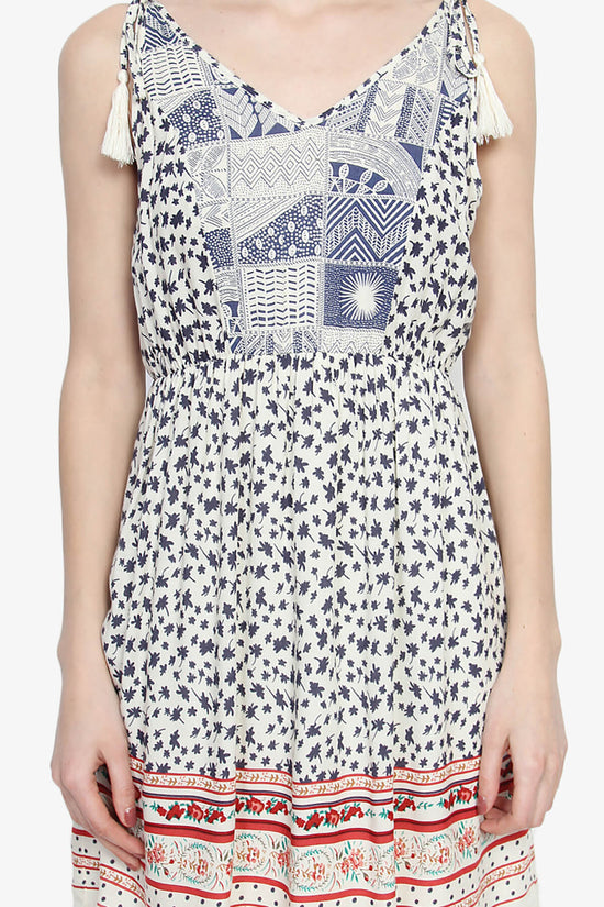 Lily Sleeveless Printed Fit & Flare Dress CREAM_5