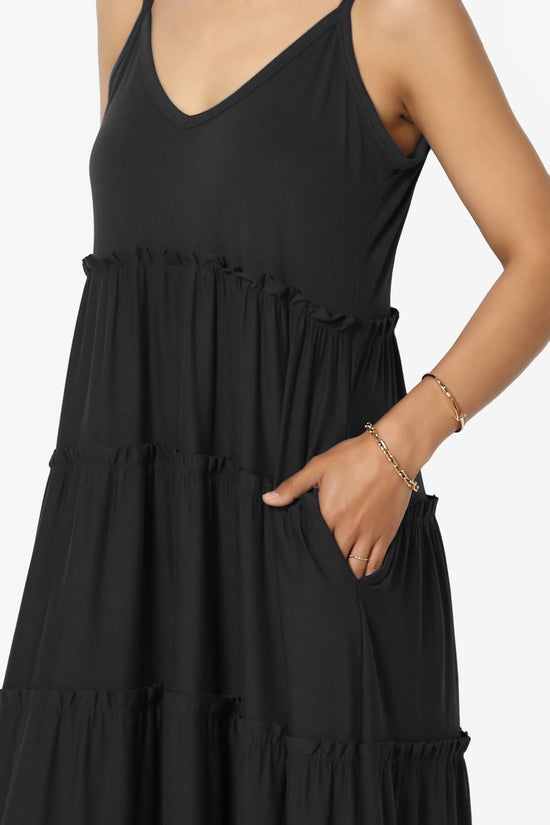 Livvy V-Neck Tiered Cami Maxi Dress BLACK_5