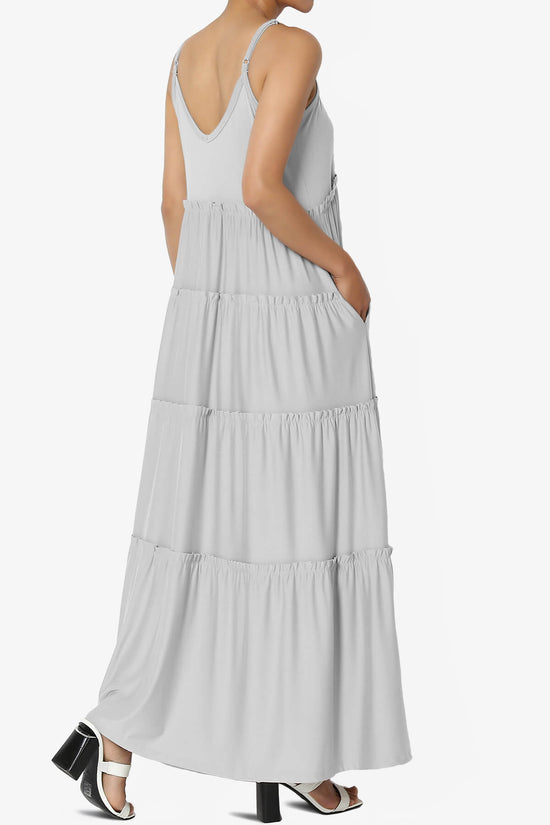 Livvy V-Neck Tiered Cami Maxi Dress LIGHT GREY_4