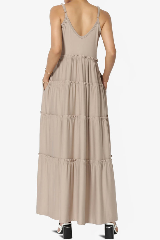 Livvy V-Neck Tiered Cami Maxi Dress LIGHT MOCHA_2