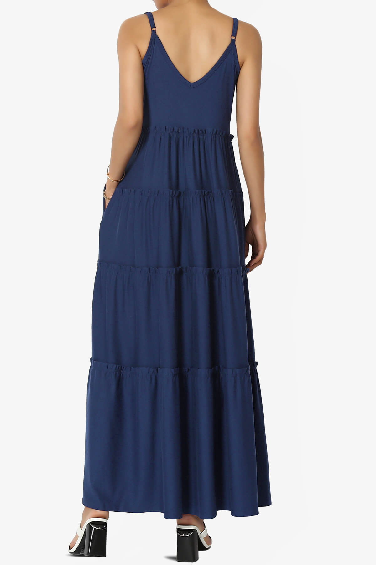 Livvy V-Neck Tiered Cami Maxi Dress LIGHT NAVY_2