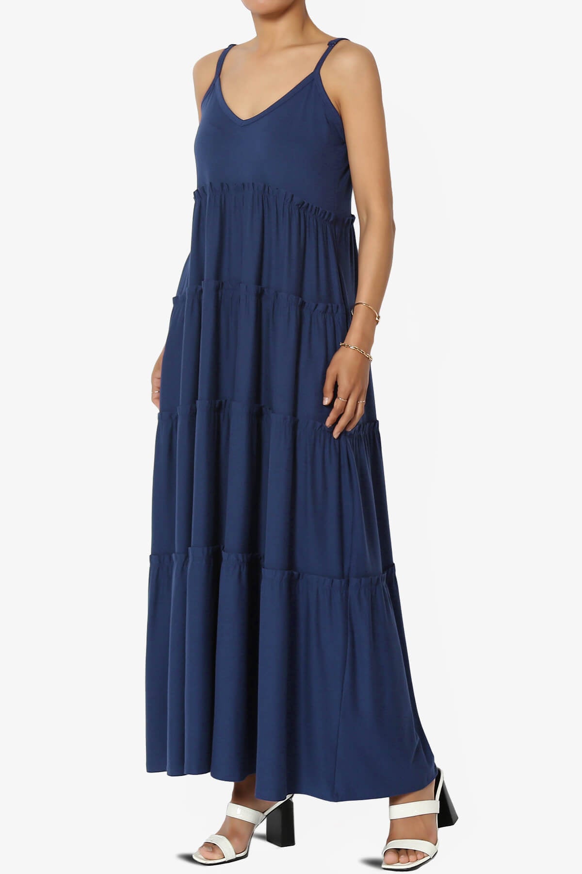 Livvy V-Neck Tiered Cami Maxi Dress LIGHT NAVY_3