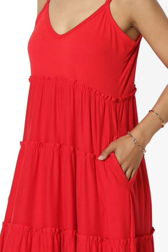 Livvy V-Neck Tiered Cami Maxi Dress RED_5