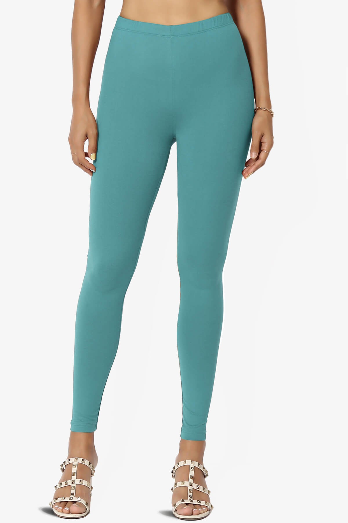Loreen High Rise Microfiber Ankle Leggings DUSTY TEAL_1