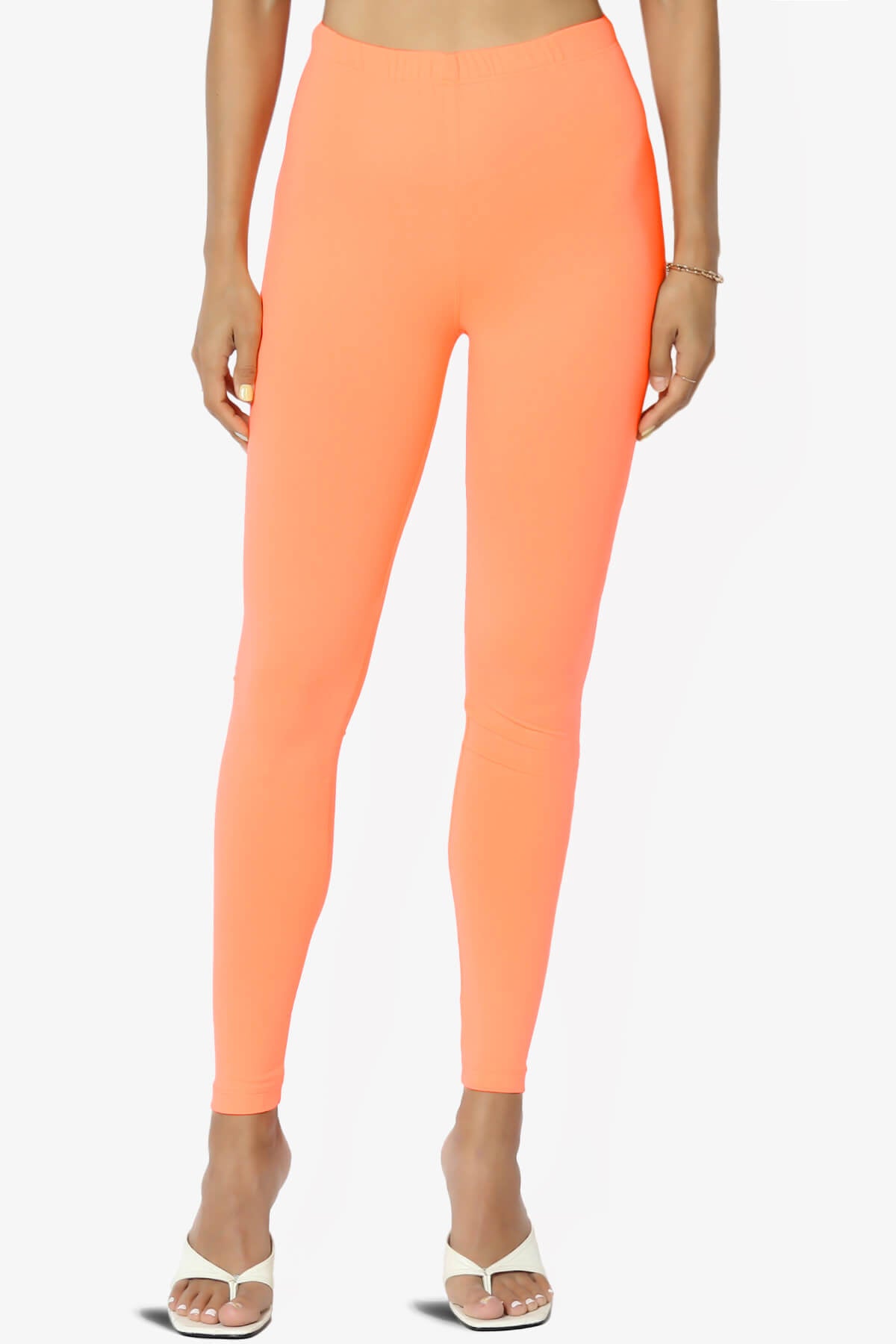 Loreen High Rise Microfiber Ankle Leggings NEON CORAL_1