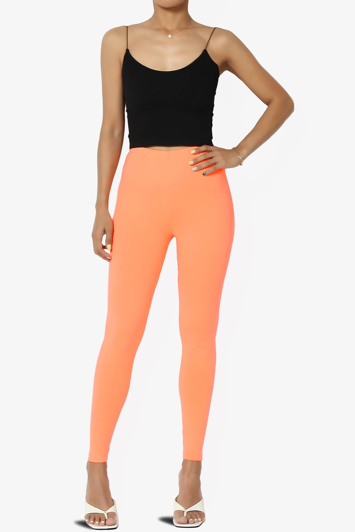 Loreen High Rise Microfiber Ankle Leggings NEON CORAL_6