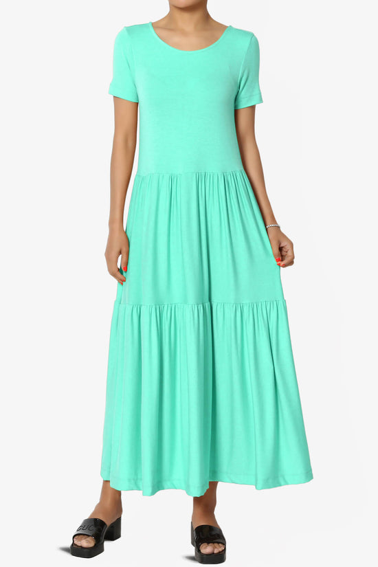 Macie Short Sleeve Tiered Jersey Long Midi Dress MINT_1