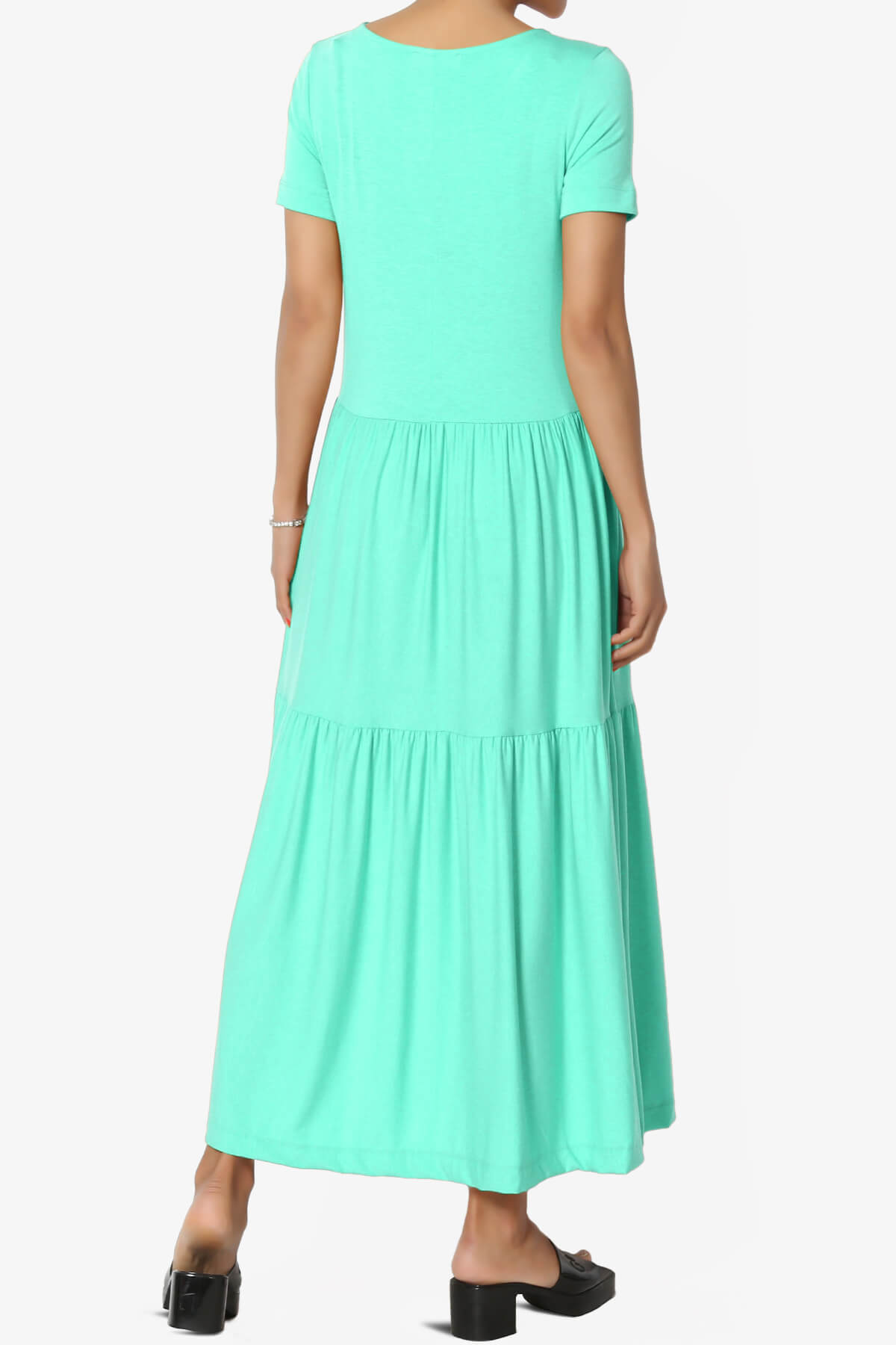 Macie Short Sleeve Tiered Jersey Long Midi Dress MINT_2