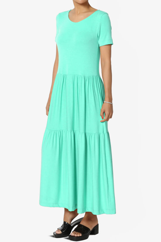 Macie Short Sleeve Tiered Jersey Long Midi Dress MINT_3