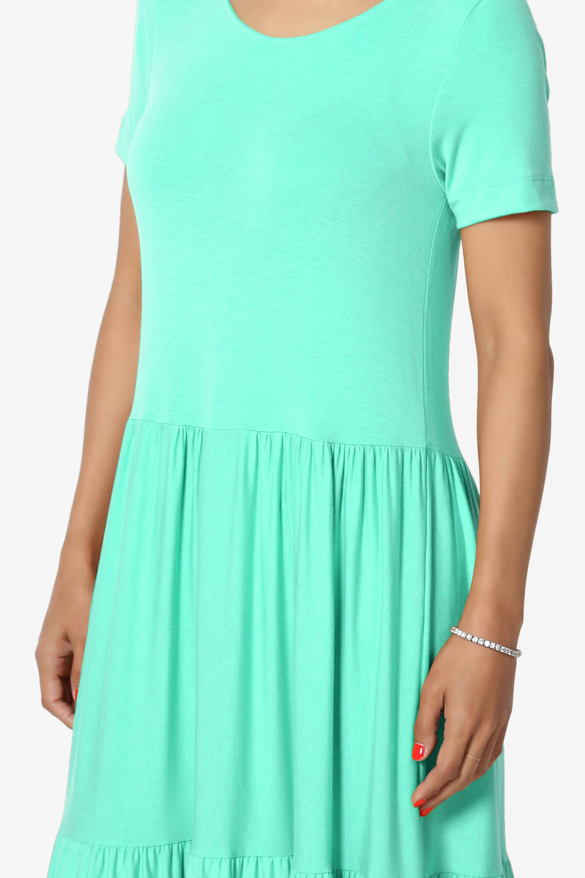 Macie Short Sleeve Tiered Jersey Long Midi Dress MINT_5