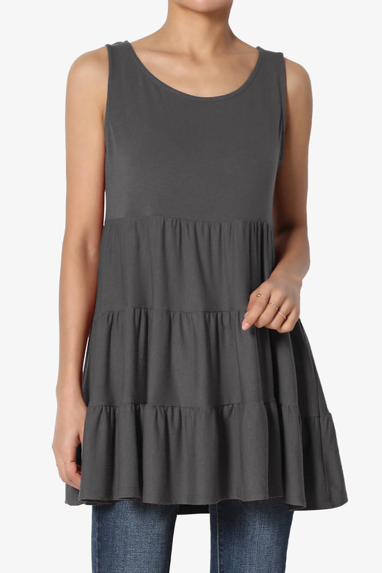 Maiika Sleeveless Tiered Ruffle Top ASH GREY_1
