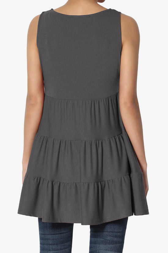 Maiika Sleeveless Tiered Ruffle Top ASH GREY_2