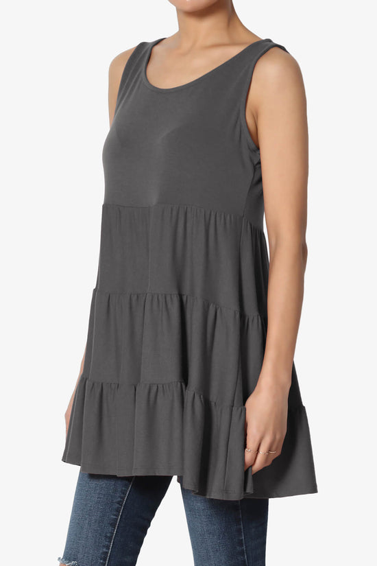 Maiika Sleeveless Tiered Ruffle Top ASH GREY_3