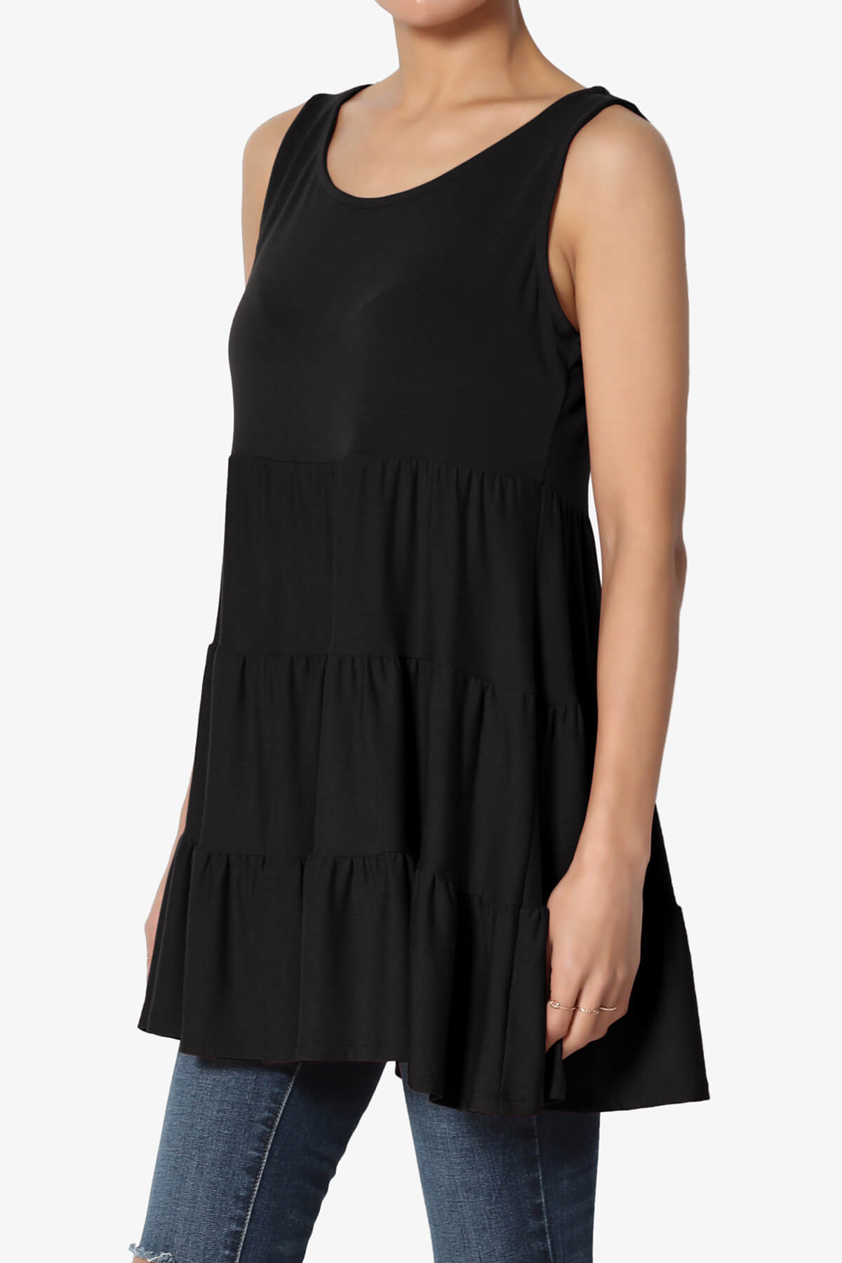Maiika Sleeveless Tiered Ruffle Top BLACK_3