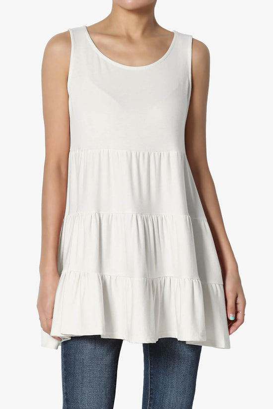 Maiika Sleeveless Tiered Ruffle Top BONE_1