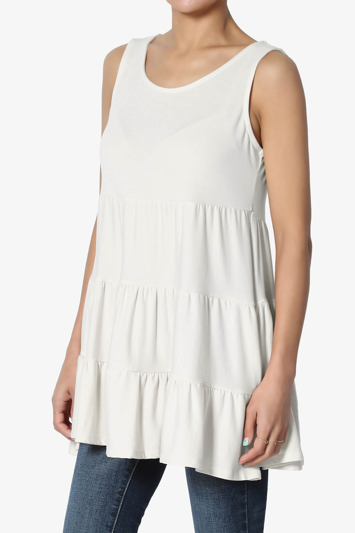 Maiika Sleeveless Tiered Ruffle Top BONE_3