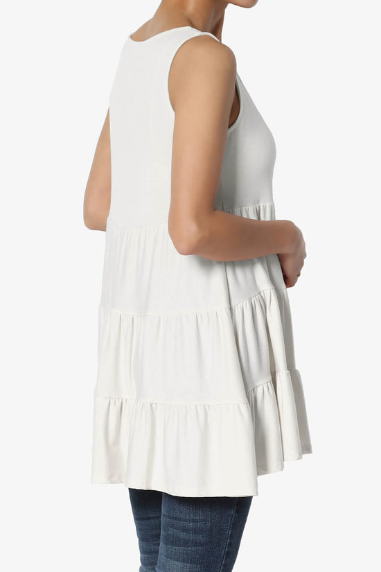 Maiika Sleeveless Tiered Ruffle Top BONE_4