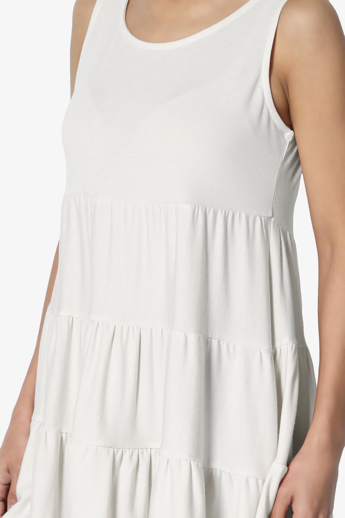 Maiika Sleeveless Tiered Ruffle Top BONE_5