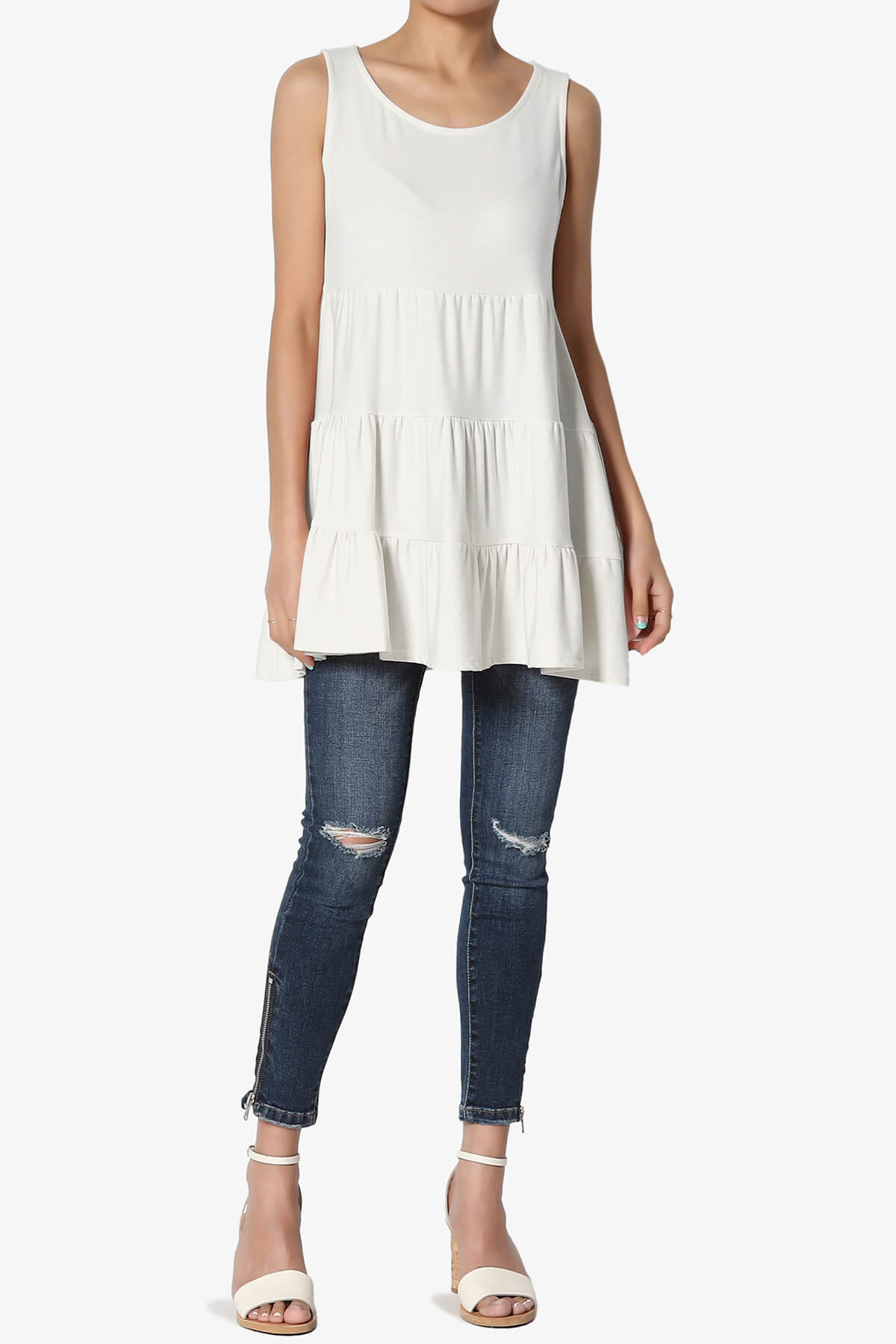 Maiika Sleeveless Tiered Ruffle Top BONE_6