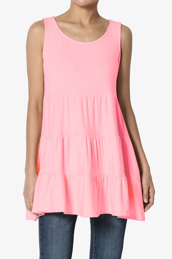 Maiika Sleeveless Tiered Ruffle Top BRIGHT PINK_1