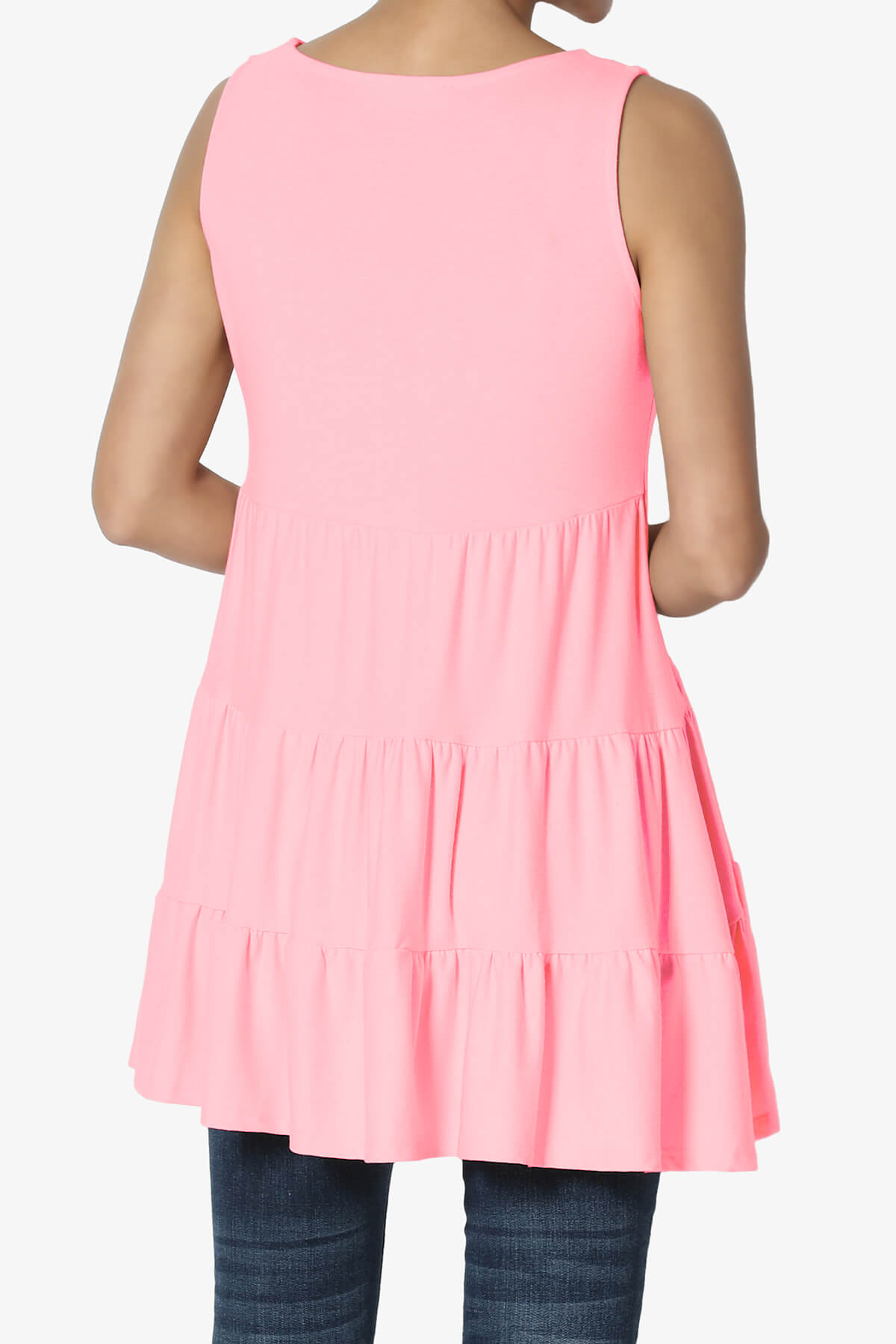 Maiika Sleeveless Tiered Ruffle Top BRIGHT PINK_2
