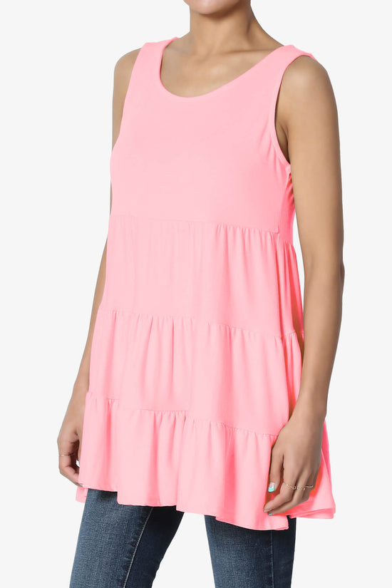 Maiika Sleeveless Tiered Ruffle Top BRIGHT PINK_3