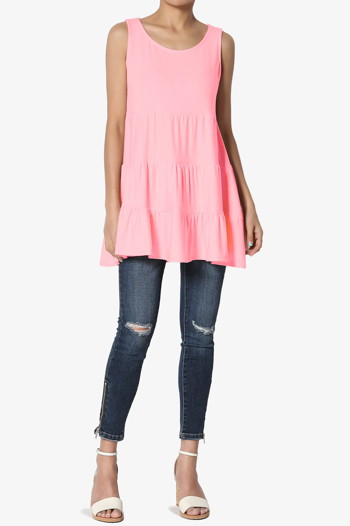 Maiika Sleeveless Tiered Ruffle Top BRIGHT PINK_6