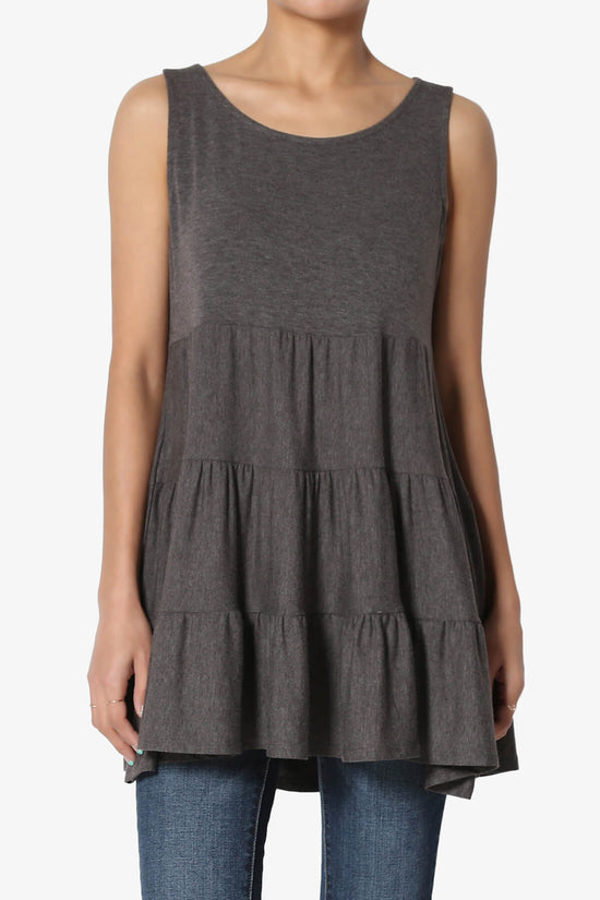 Maiika Sleeveless Tiered Ruffle Top CHARCOAL_1