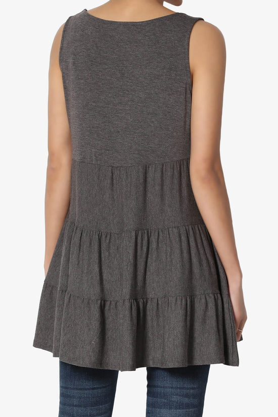 Maiika Sleeveless Tiered Ruffle Top CHARCOAL_2