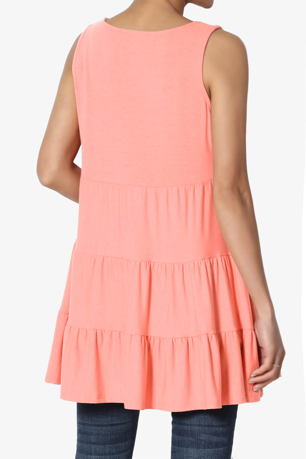 Maiika Sleeveless Tiered Ruffle Top CORAL_2