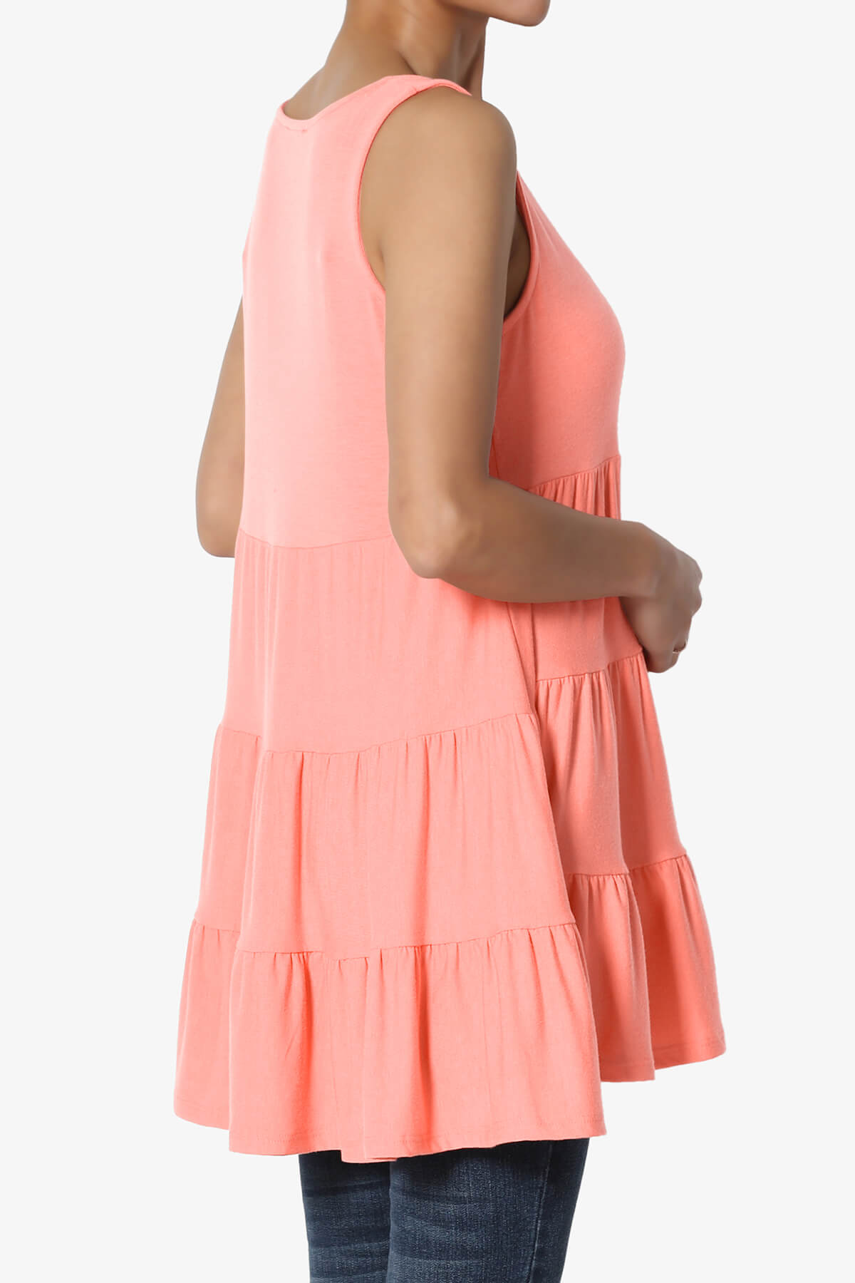 Maiika Sleeveless Tiered Ruffle Top CORAL_4