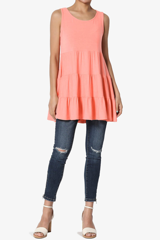 Maiika Sleeveless Tiered Ruffle Top CORAL_6