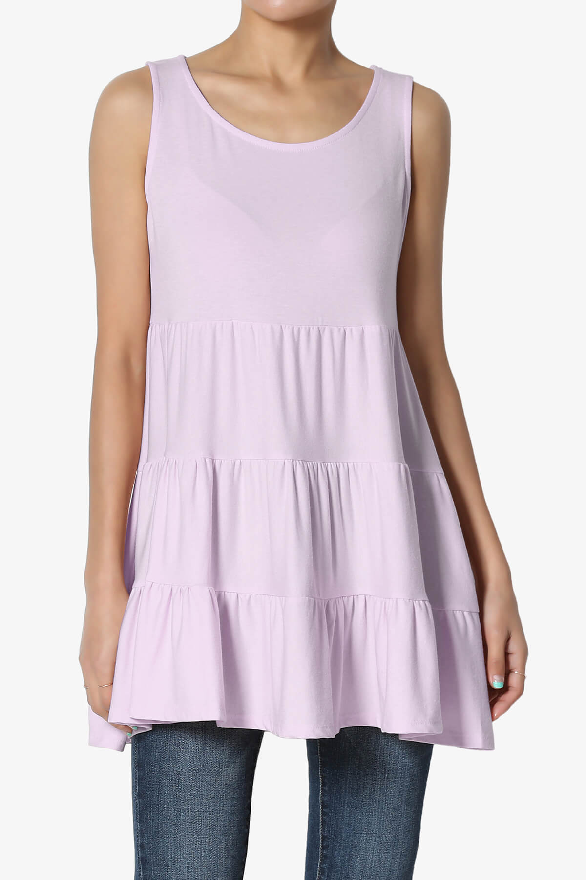Maiika Sleeveless Tiered Ruffle Top DUSTY LAVENDER_1